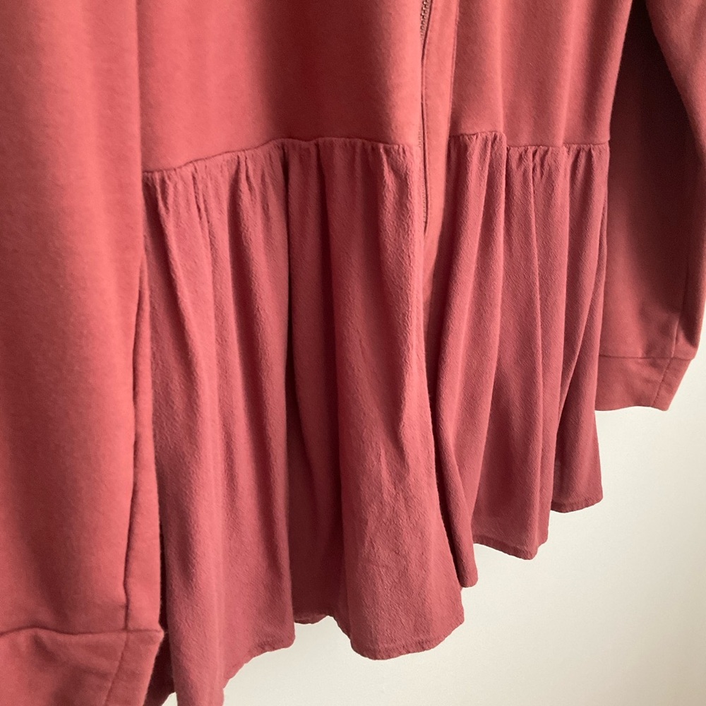 LOGO by Lori Goldstein Dusty Rose Hooded Zip‑Front Top - Picture 5 of 9